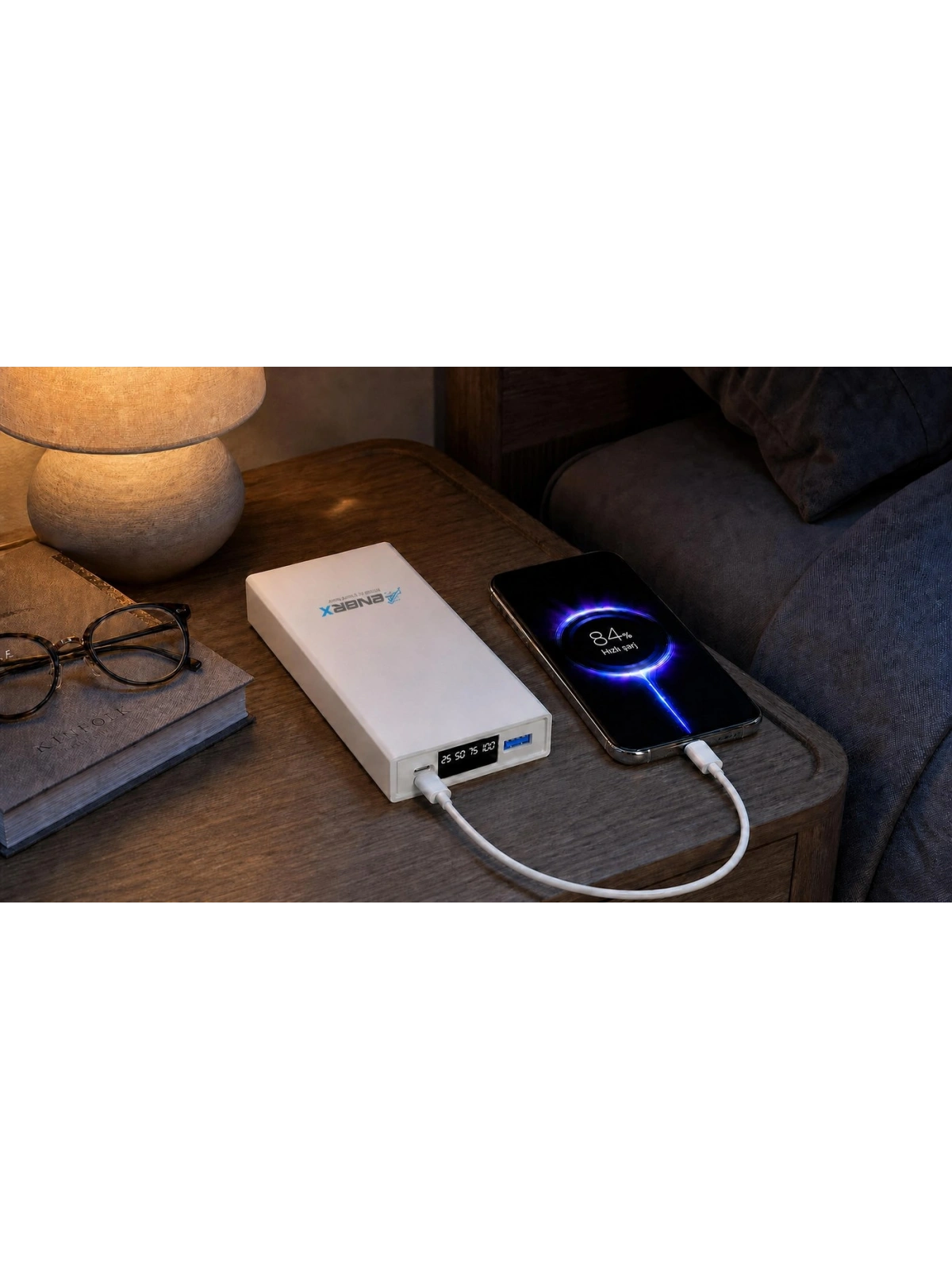 eNeRX ENR-P2025DT 20.000 mAh 22.5Watt Hızlı Şarj LED Göstergeli Powerbank – Beyaz