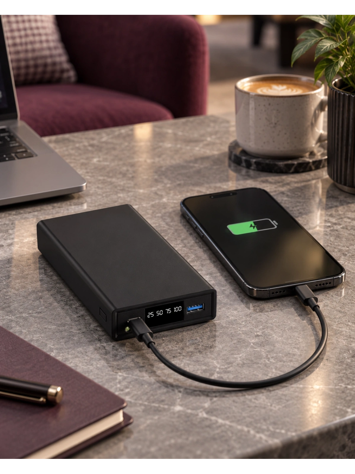 eNeRX ENR-P2025DT 20.000 mAh 22.5Watt Hızlı Şarj LED Göstergeli Powerbank – Siyah