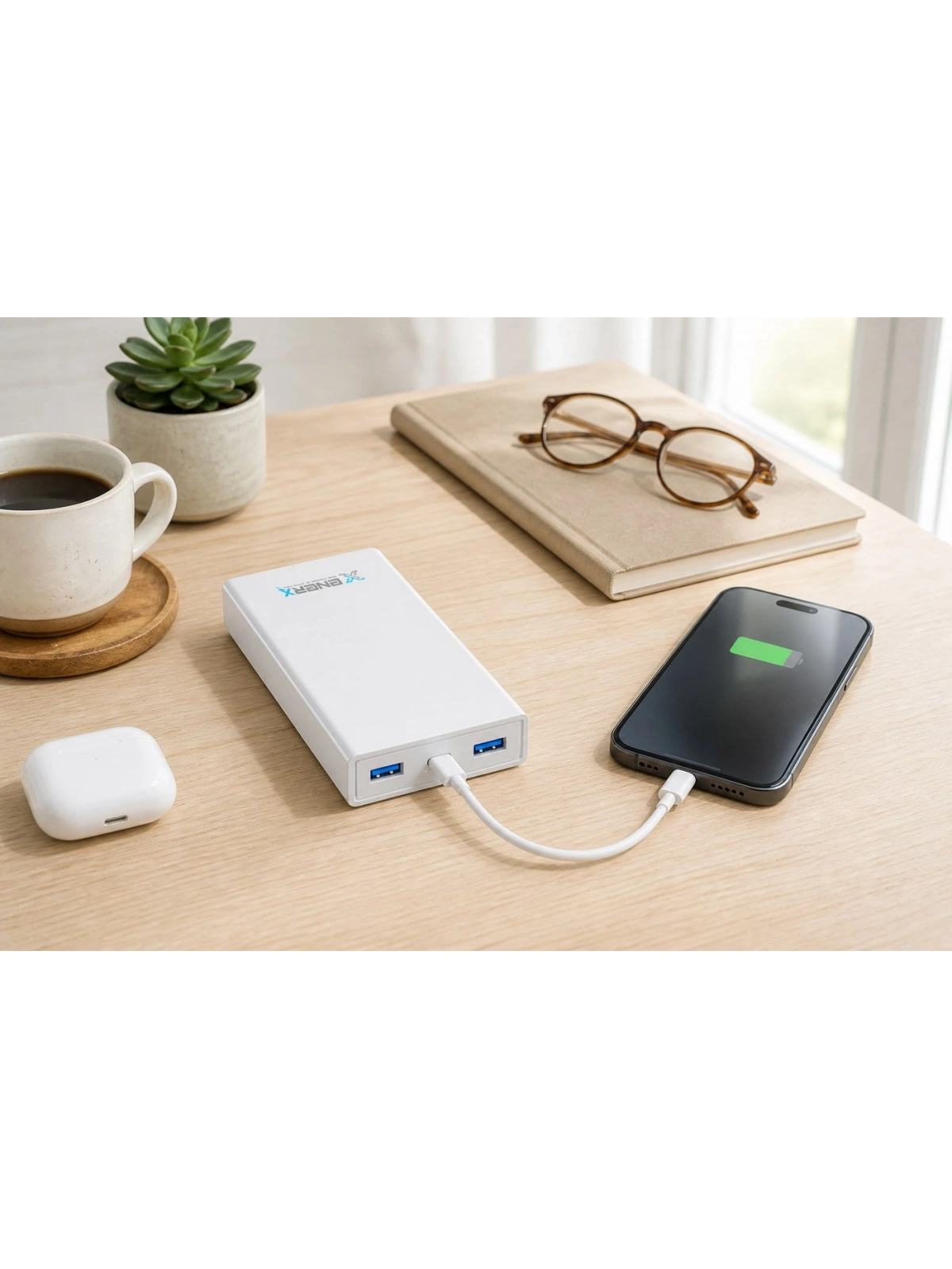 eNeRX ENR-P20T 20.000 mAh 22.5Watt Hızlı Şarj Powerbank – Beyaz