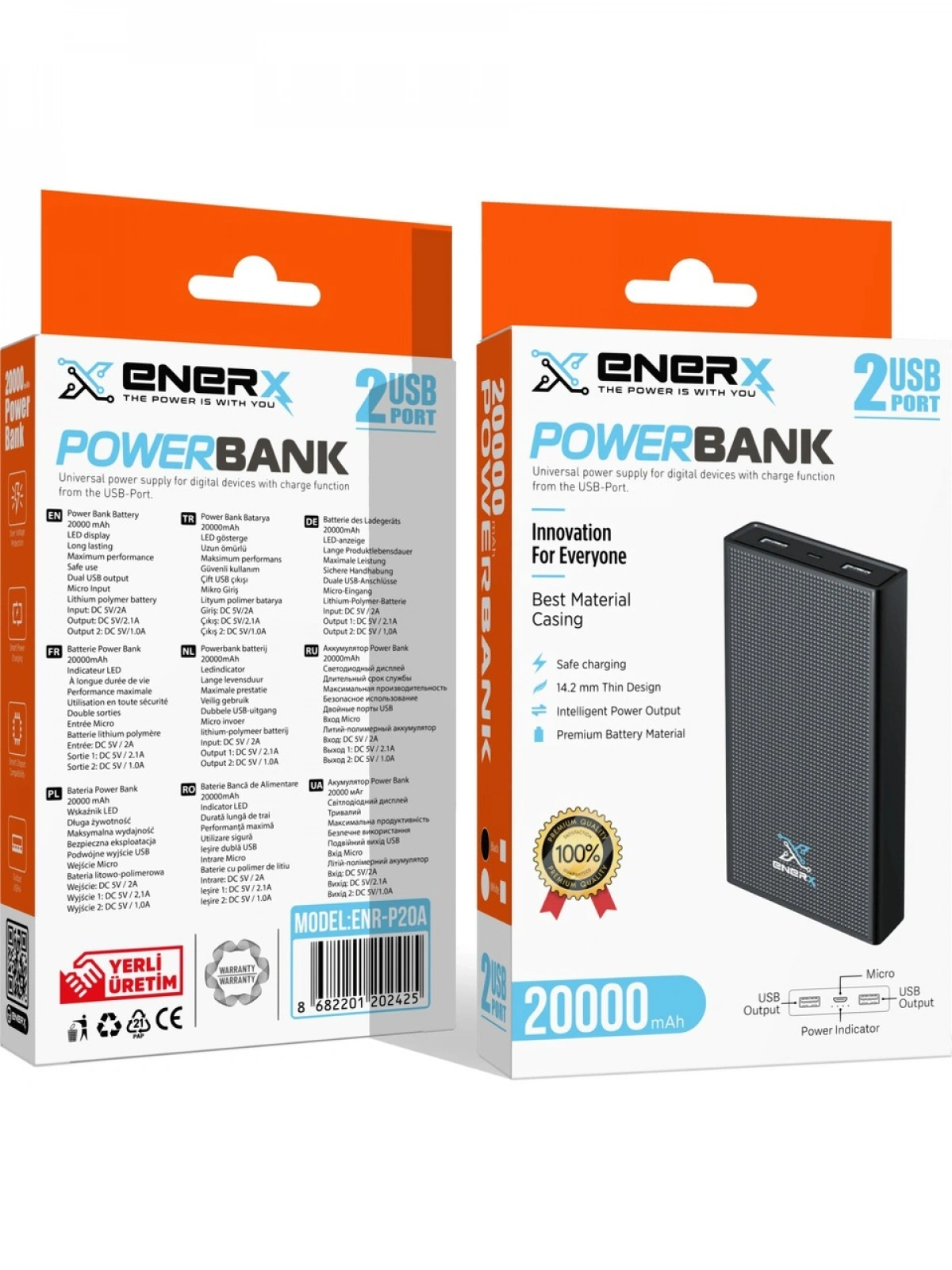 eNeRX ENR-P20A 20.000 mAh 1A Powerbank – Siyah