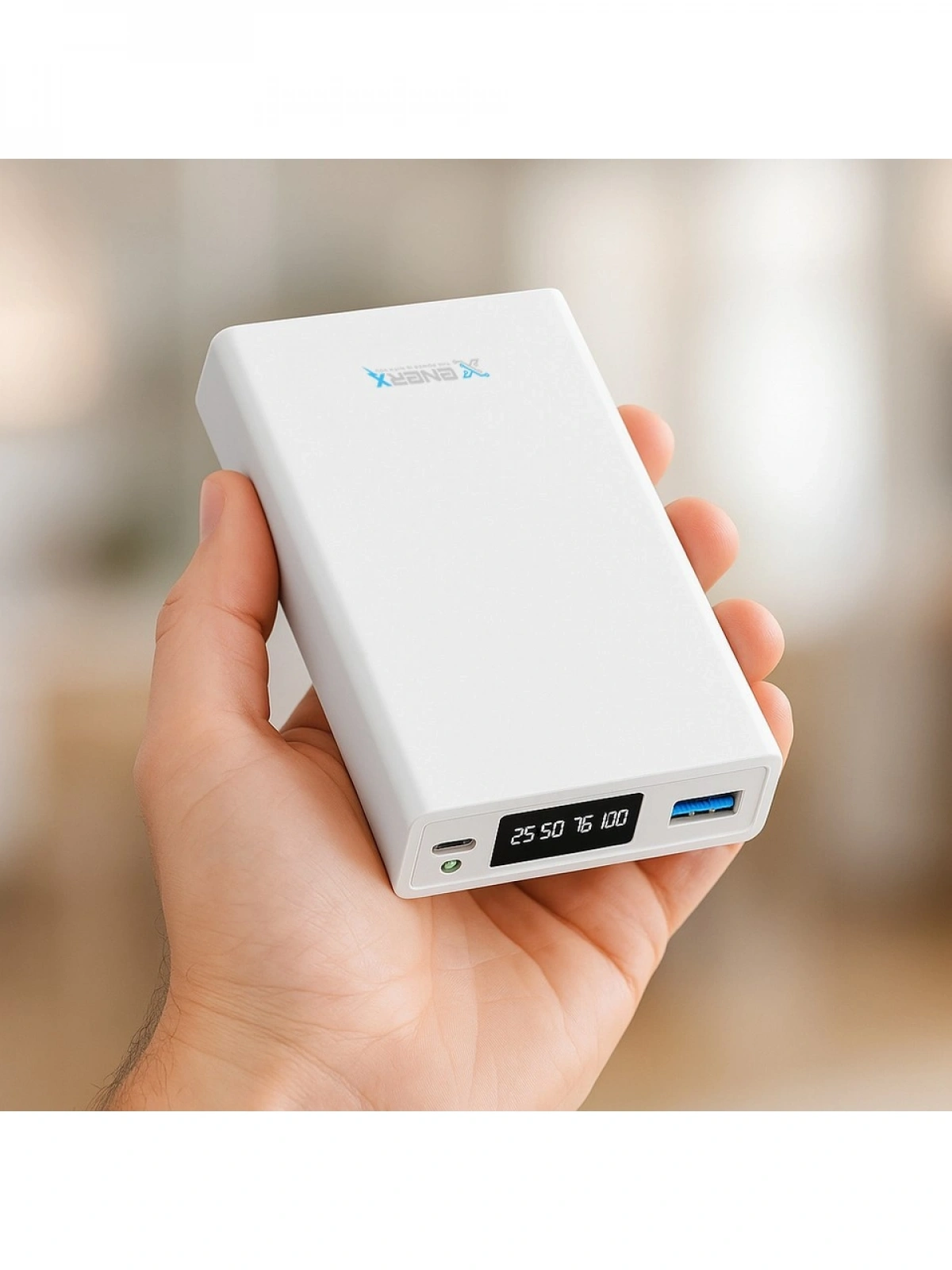 eNeRX ENR-P2025DC 20.000 mAh 2.1A LED Göstergeli Powerbank – Beyaz