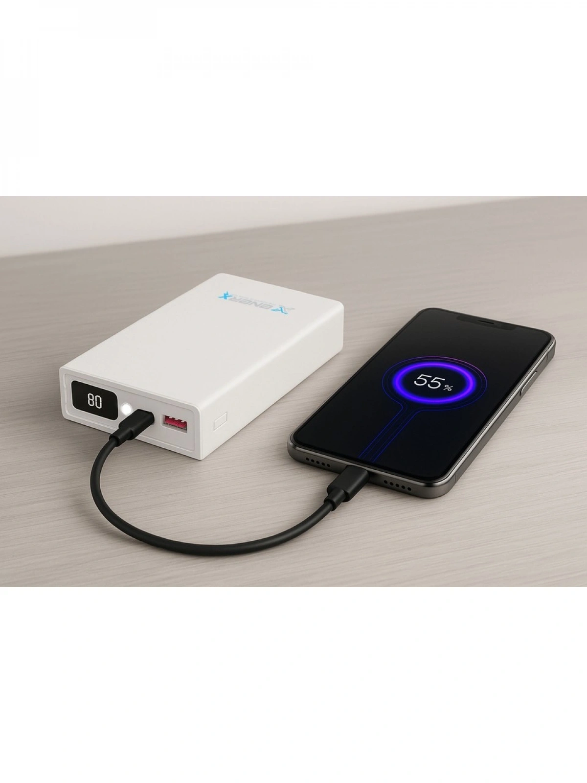 eNeRX ENR-P20188DC 20.000 mAh 2.1A Dijital Göstergeli Powerbank – Beyaz