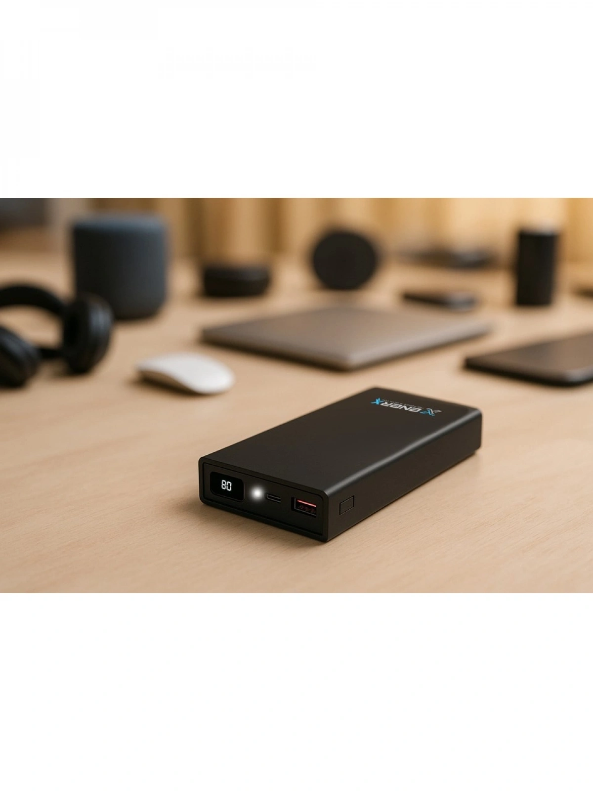 eNeRX ENR-P20188DC 20.000 mAh 2.1A Dijital Göstergeli Powerbank – Siyah