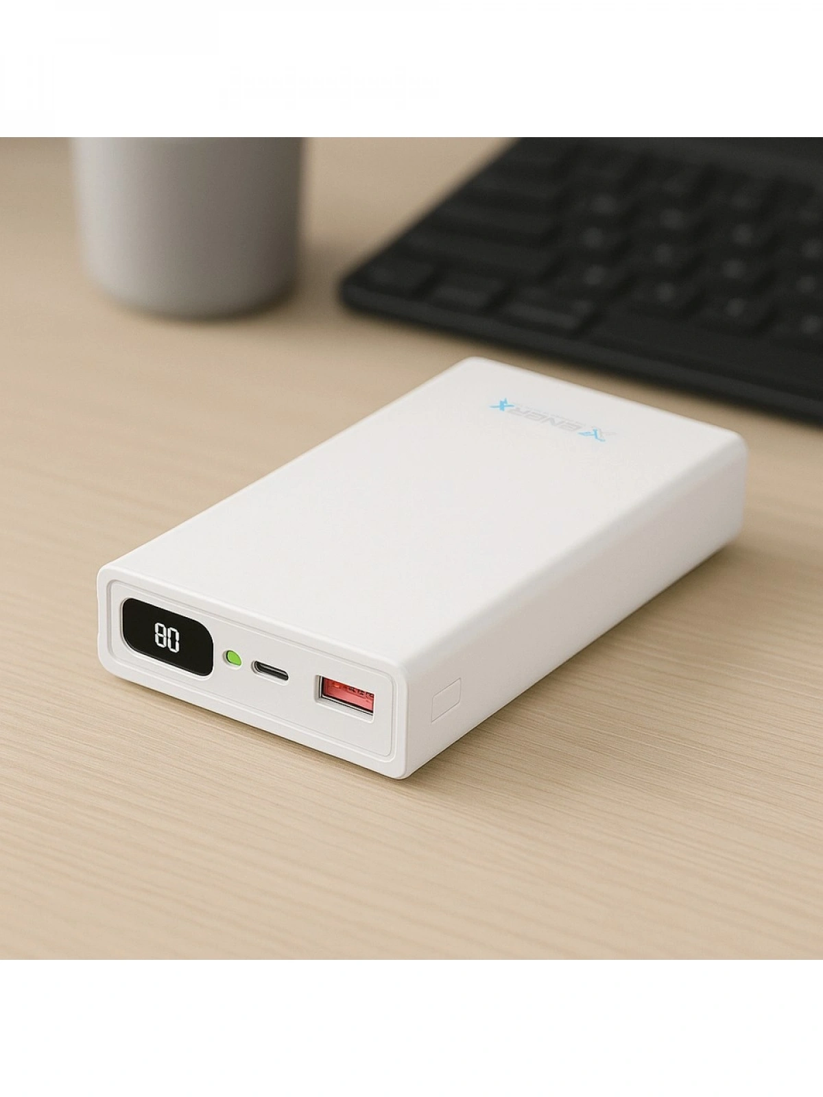 eNeRX ENR-P20188DC 20.000 mAh 2.1A Dijital Göstergeli Powerbank – Beyaz