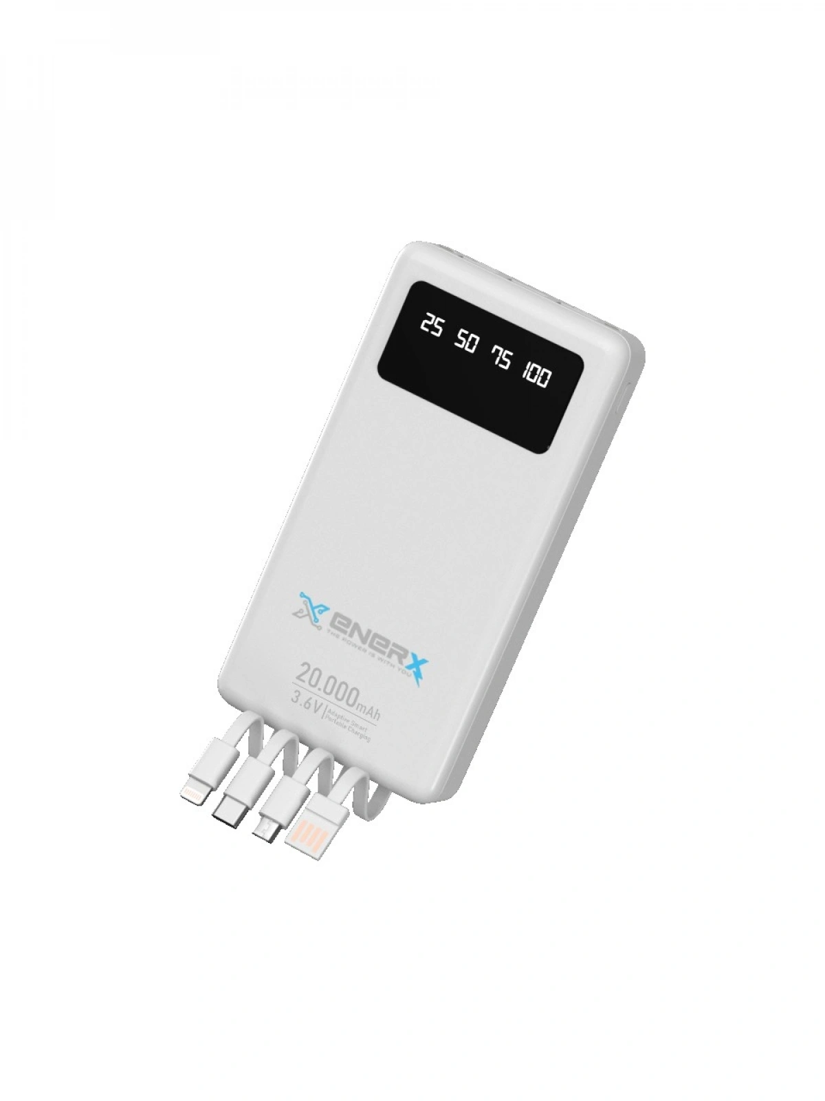 eNeRX ENR-P20DC 20.000 mAh 2.1A Dahili Kablolu Powerbank – Beyaz