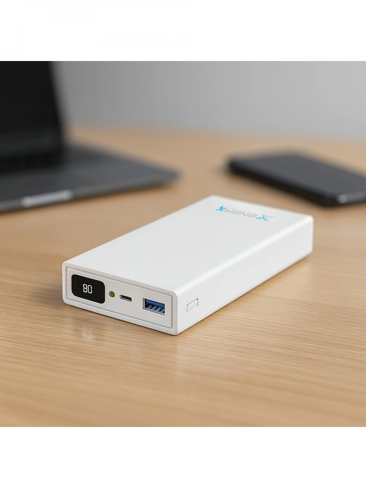 eNeRX ENR-P20188DT 20.000 mAh 22.5Watt Hızlı Şarj Dijital Göstergeli Powerbank – Beyaz
