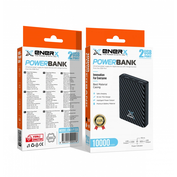 eNeRX Powerbank 10000 mAh 1.0 Amper ENR-P10A Beyaz