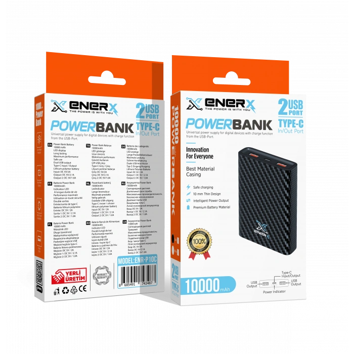eNeRX Powerbank 10000 mAh 2.1 Amper ENR-P10C Beyaz