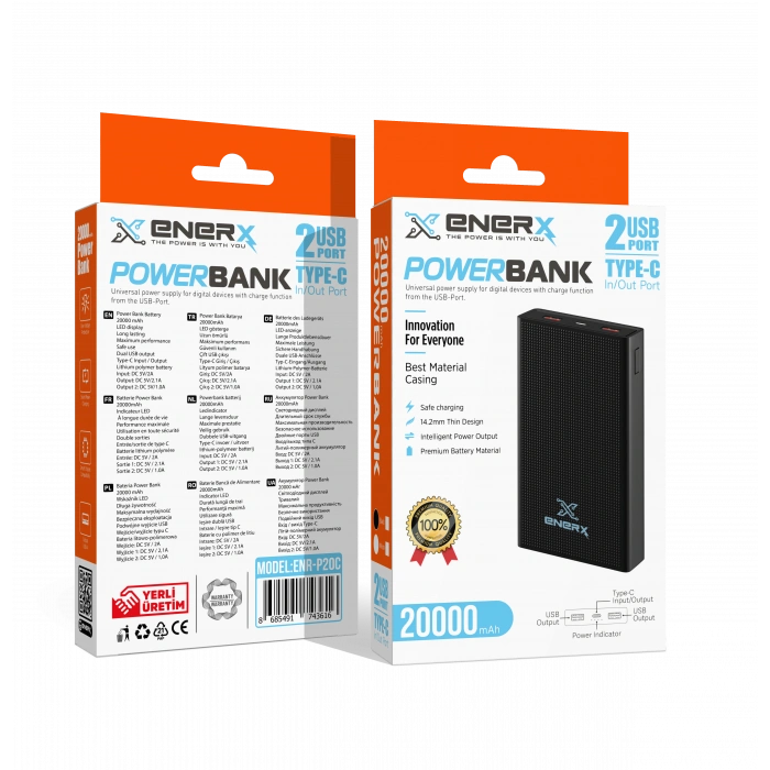 eNeRX Powerbank 20000 mAh 2.1 Amper ENR-P20C Beyaz