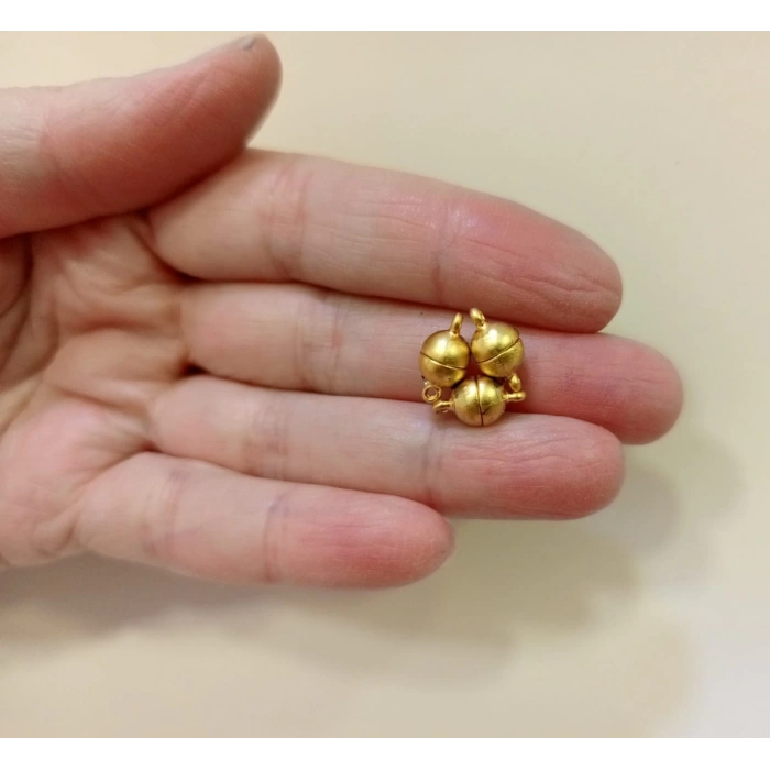 4 mm , Mat Altın Kaplama Küre Mıknatıs Kapama,
