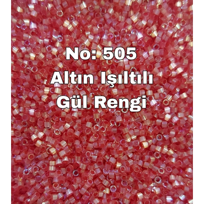 No: 505 Miyuki Delica 11/00 DB1865 | Altın Işıltılı Gül Rengi İpek Saten 3 gram