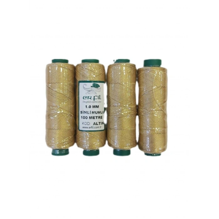 Erfil Marka , Soluk Altın Simli Mumlu İpler , 1 mm , 100 Metre