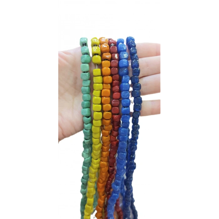 Zar Boncuklar , Kare Düz Cam Boncuklar , El Yapımı , Bodrum Boncuğu