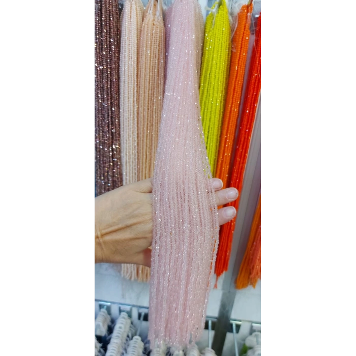 Cam Uçuk Pembe Kristaller, 3 mm