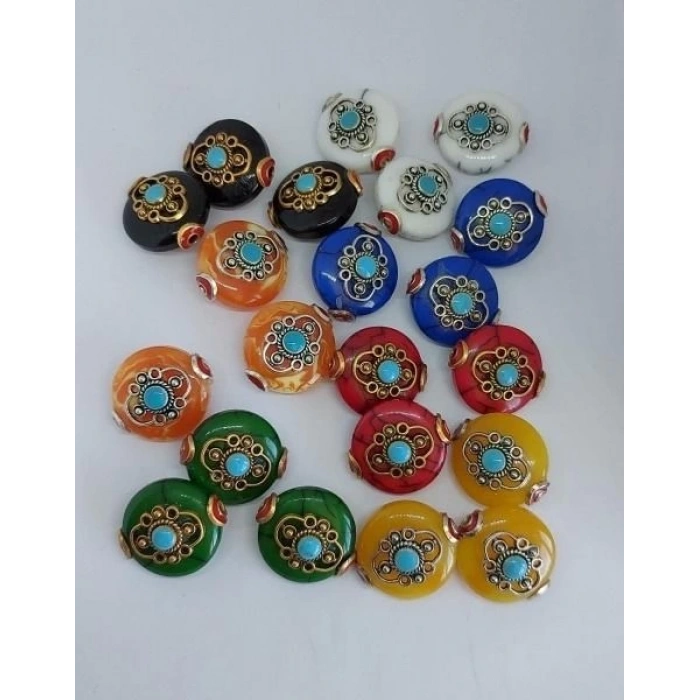 Dantel Desenli Yassı Boncuklar