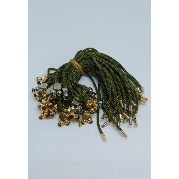 Haki Yeşil Koton İp Asansör Kapama