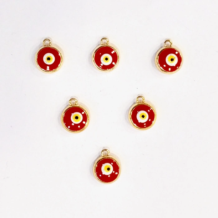 Kırmızı , Tek taraflı , Tek Kulplu Göz Boncuklar