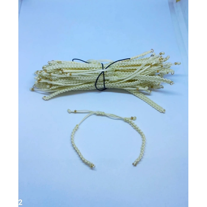 Krem Makrome Bileklik Asansör Kapamalar