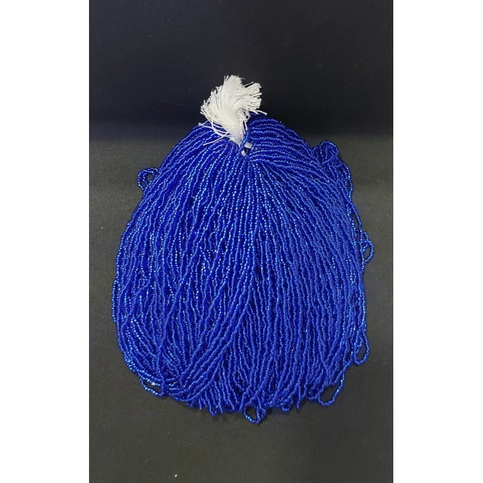 Kristalize Saks Mavi Kum Boncuk (12 dal),1 Dizi (Fotoğraftan bir ton koyudur)