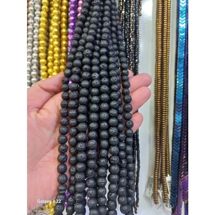 Mat Siyah Lav Taşları , 8 mm , Küre