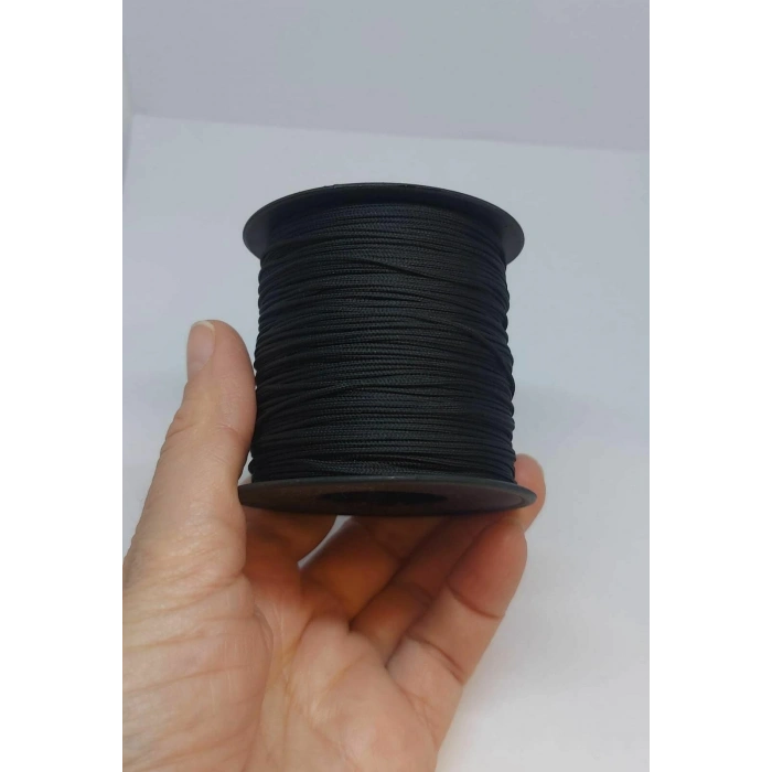 Mat Siyah Paraşüt İpleri, 1 mm , 1 Metre