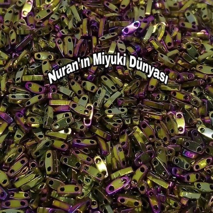 No : 1 Yeşil Üstüne Mor Janjanlı Çeyrek (Quarter ) Tila (QTL - 188 ) 3 gram