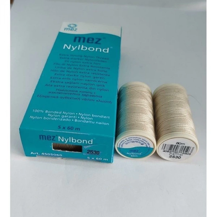 No : 2530 Krem Rengi Nylbond Boncuk İpleri