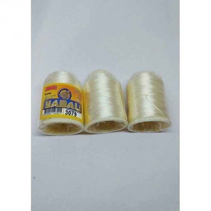 No : 3079 YABALI Ekru Rengi Polyester Dikiş Dantel Nakış İpleri 20 gram