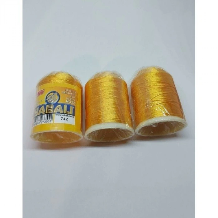 No : 742 YABALI Buğday Başağı Sarısı Polyester Dikiş Dantel Nakış İpleri 20 gram