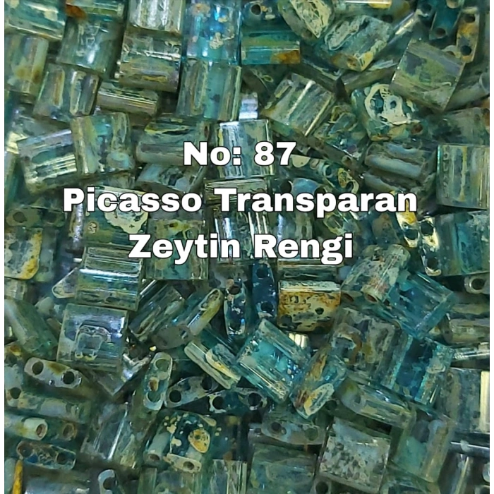 No: 87 Tam Tila (TL-4506 )  Picasso Transparan Zeytin Rengi  3 gram