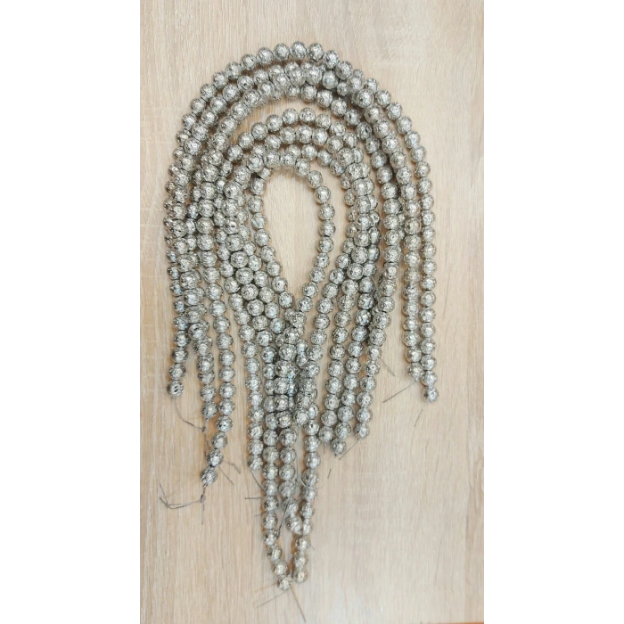 Parlak Gümüş Lav Taşları , 8 mm , Küre