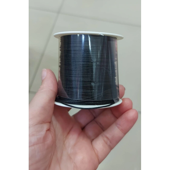 Parlak Siyah Paraşüt İpleri, 1 mm , 100 metre, Türk Malı