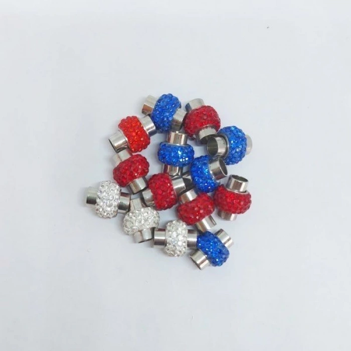 Renkli Taşlı Mıknatıs Kapamalar 6 mm