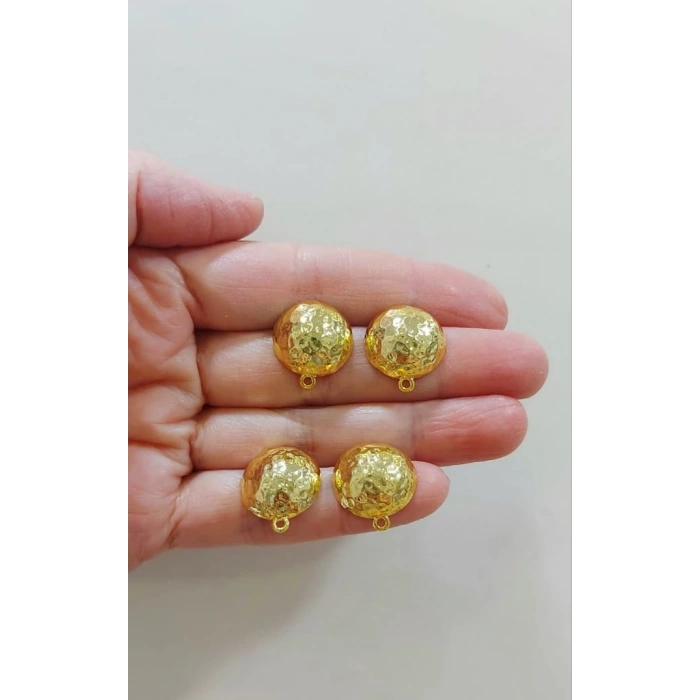 Altın Kaplama Yuvarlak Küpe Klipsleri , 1 Çift