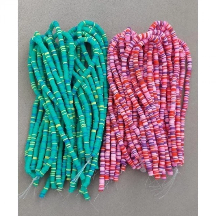 Yeşil Bazlı , Saks mavi ve Sarı renkli karışık Fimolar