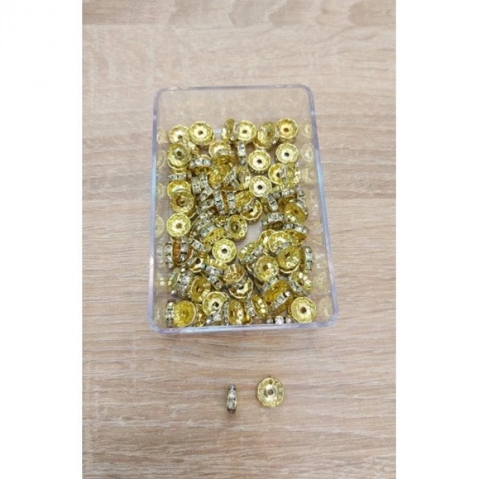 Zirkonlu Rondela 10 mm , Altın, adet