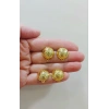 Altın Kaplama Yuvarlak Küpe Klipsleri , 1 Çift