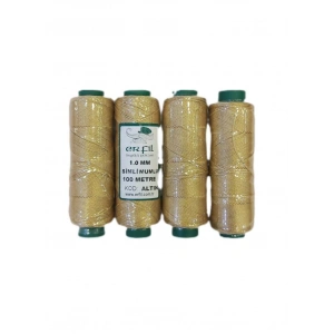 Erfil Marka , Soluk Altın Simli Mumlu İpler , 1 mm , 100 Metre
