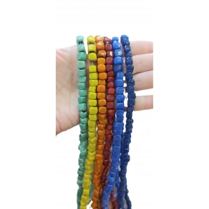 Zar Boncuklar , Kare Düz Cam Boncuklar , El Yapımı , Bodrum Boncuğu