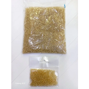 8 mm Dökme Kum Boncuklar, Transparan Altın, 25 Gram