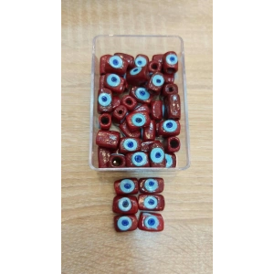 Bordo Dikdörtgen Cam Boncuklar, Bodrum Boncukları