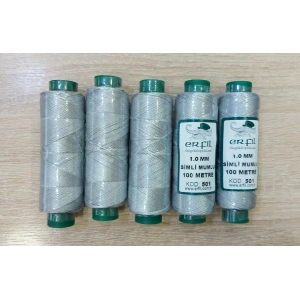 Gümüş Simli Mumlu İpler , 1 mm , 100 Metre