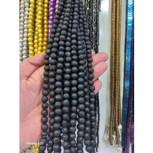 Mat Siyah Lav Taşları , 8 mm , Küre