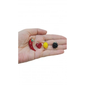 Murano Camdan Kalp, Limon ve Böğürtlen Kolye Ucu