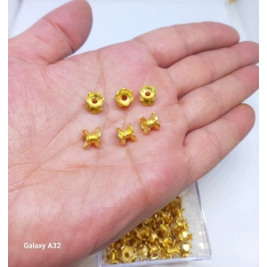 Şapka Çiçek , Altın Kaplama, Bileklik ve Kolye Ara Aparatı, 1 Adet