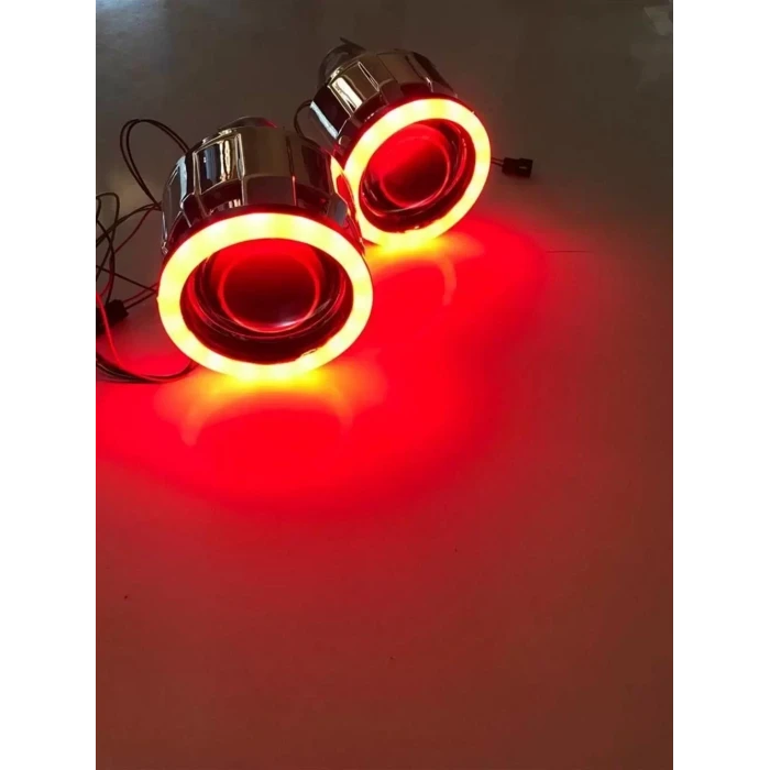 2.5 İNÇ DÜZ Bİ-XENON MERCEK + YUVARLAK ANGEL KIRMIZI