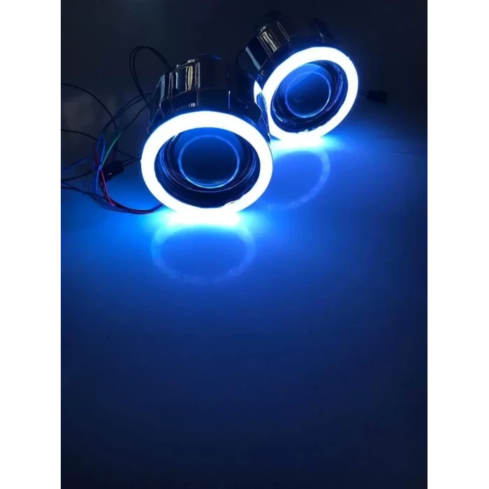 2.5 İNÇ DÜZ Bİ-XENON MERCEK + YUVARLAK ANGEL MAVİ