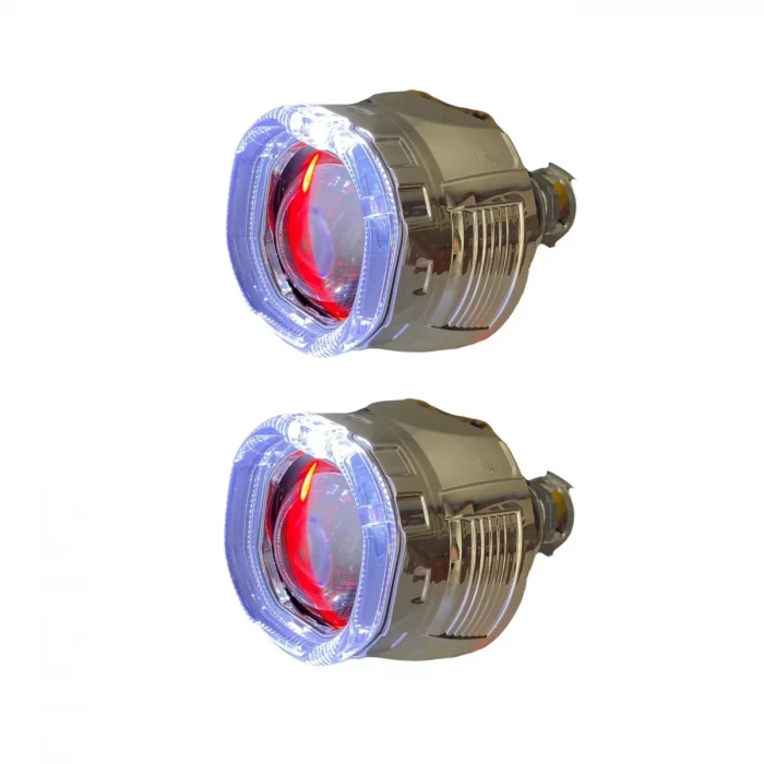2.5 İNÇ KARE ANGELLI Bİ-XENON MERCEK BEYAZ ANGEL + KIRMIZI ŞEYTAN GÖZ G261S RED WHİTE