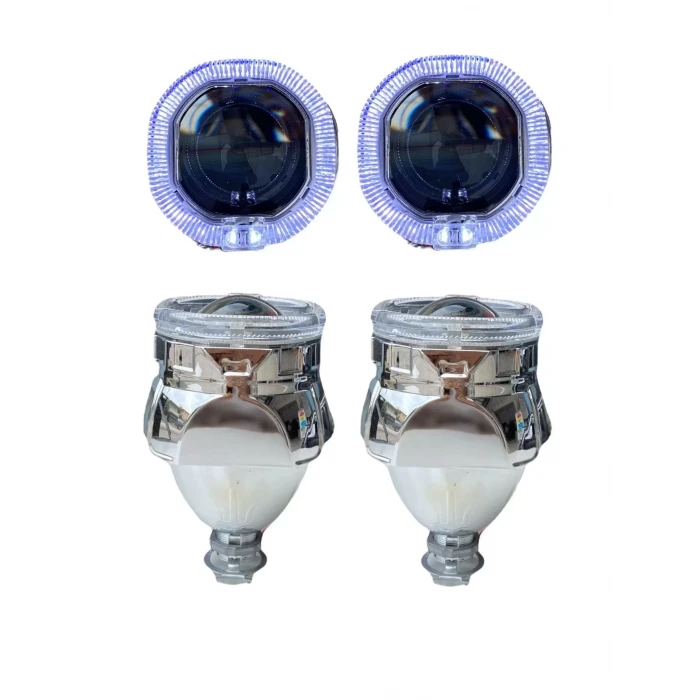 2.5 İNÇ KARE ANGELLI Bİ-XENON MERCEK BEYAZ ANGEL + RGB ŞEYTAN GÖZ