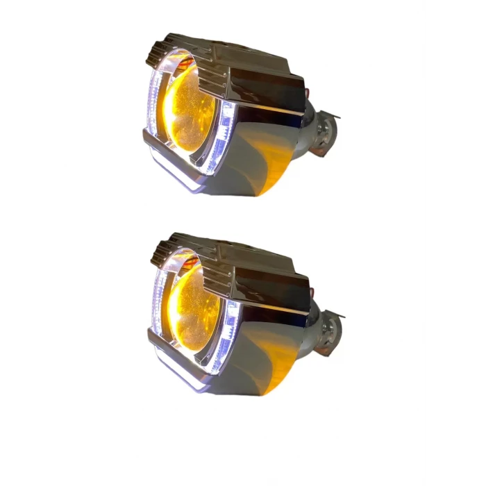 2.5 İNÇ KESİK U Bİ-XENON MERCEK BEYAZ ANGEL + RGB ŞEYTAN GÖZ